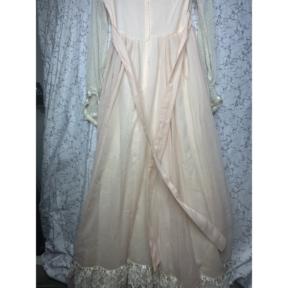 Vintage 1970s Gunne Sax Pink Sheer Sleeves w/ Belt Maxi Dress | Tagged Sz: 9 - Picture 7 of 9